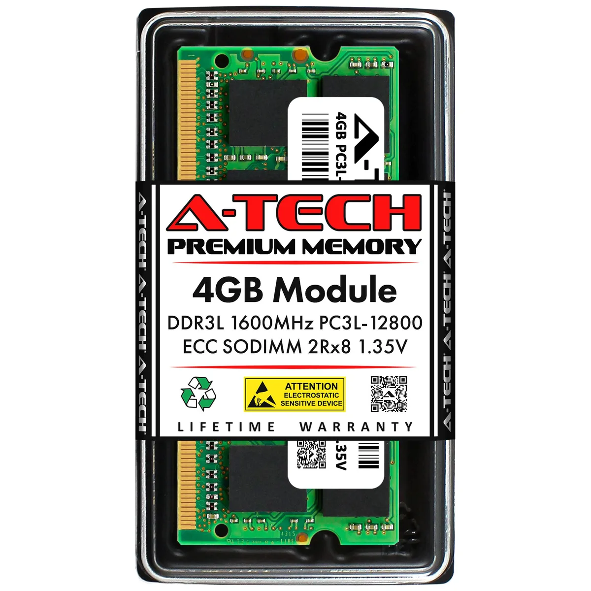 A-Tech A-Tech 4GB DDR3L 1600 ECC SODIMM 2Rx8 1.35V 204-Pin — foto del producto