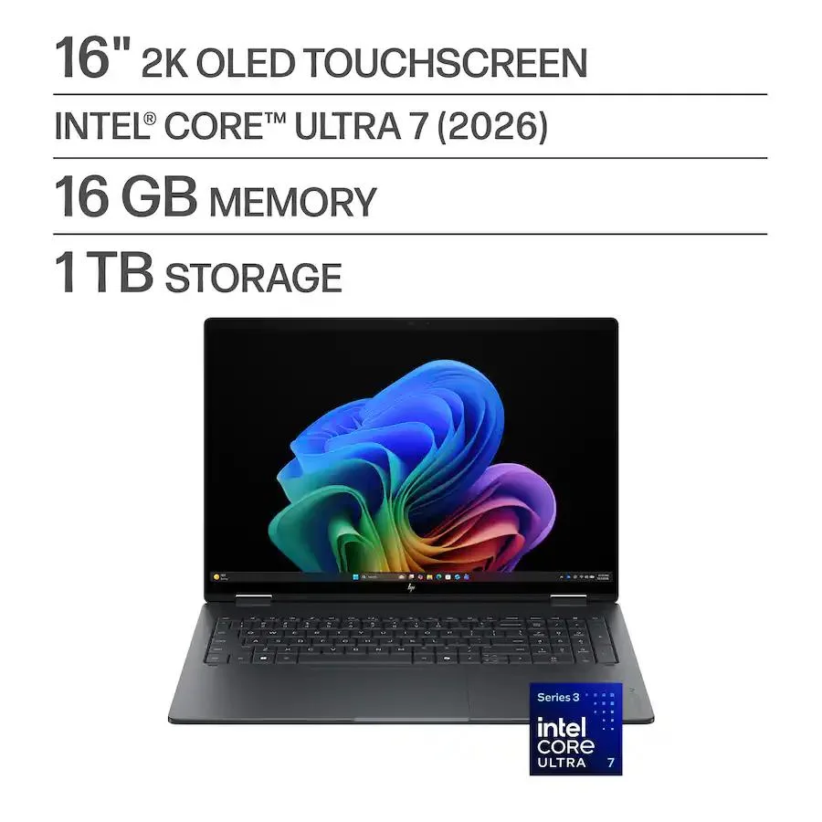 Eclipse Gray 16 inch convertible laptop with OLED touchscreen