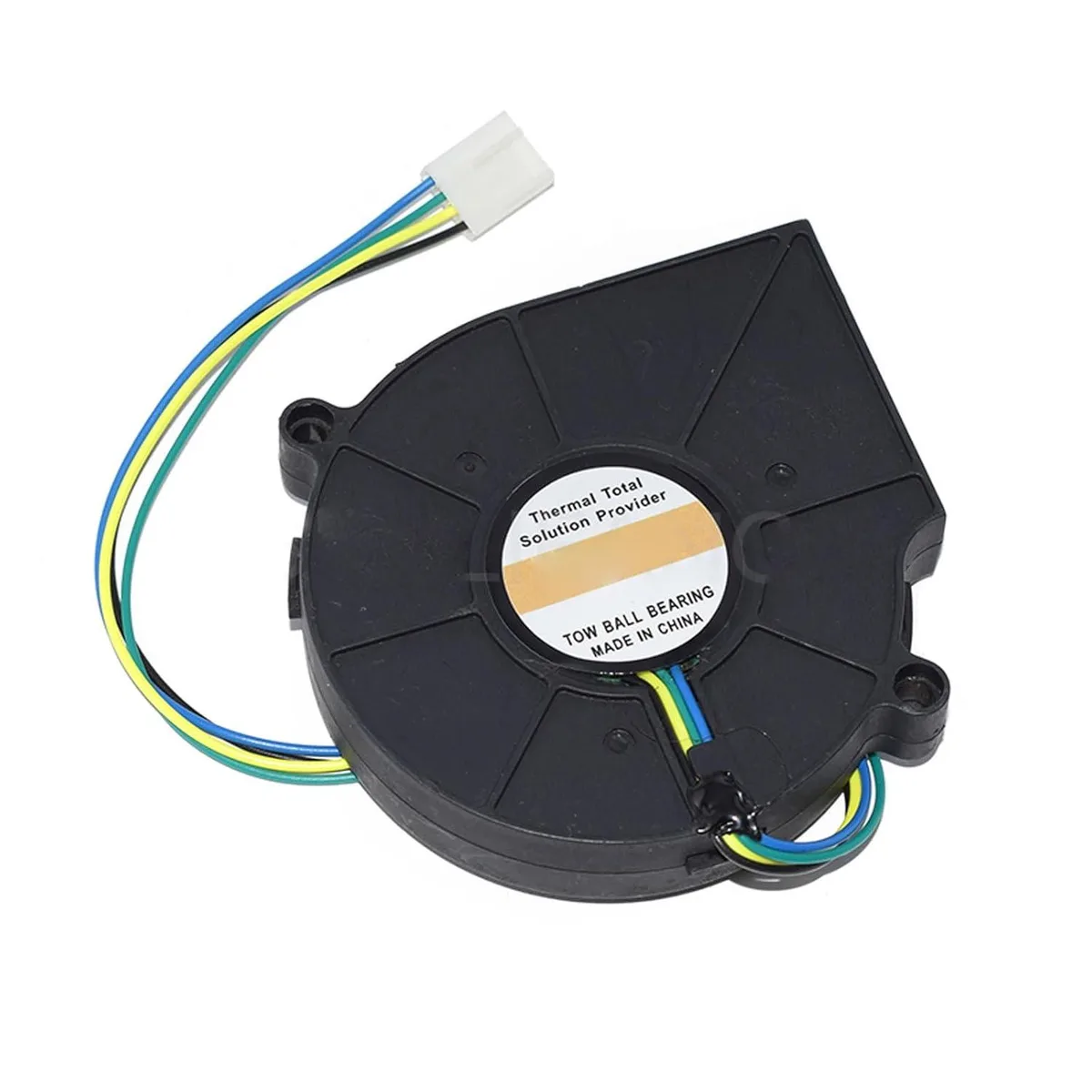 Square black plastic CPU cooler with copper radiator and 4-wire fan