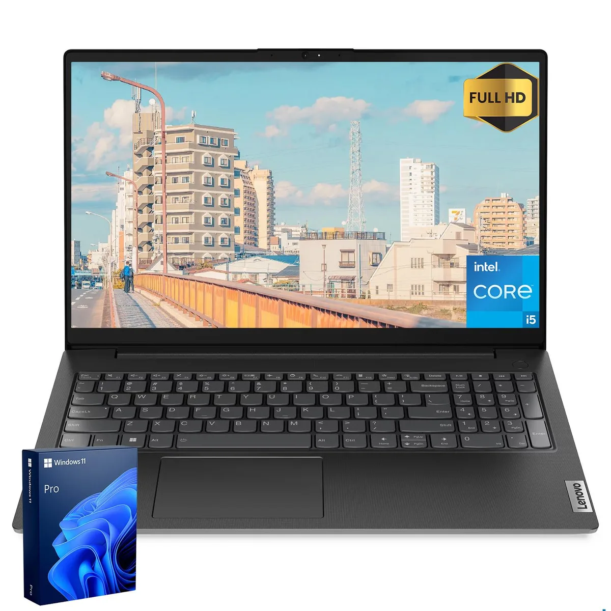 Black 15.6 inch laptop with antiglare display and numeric keypad