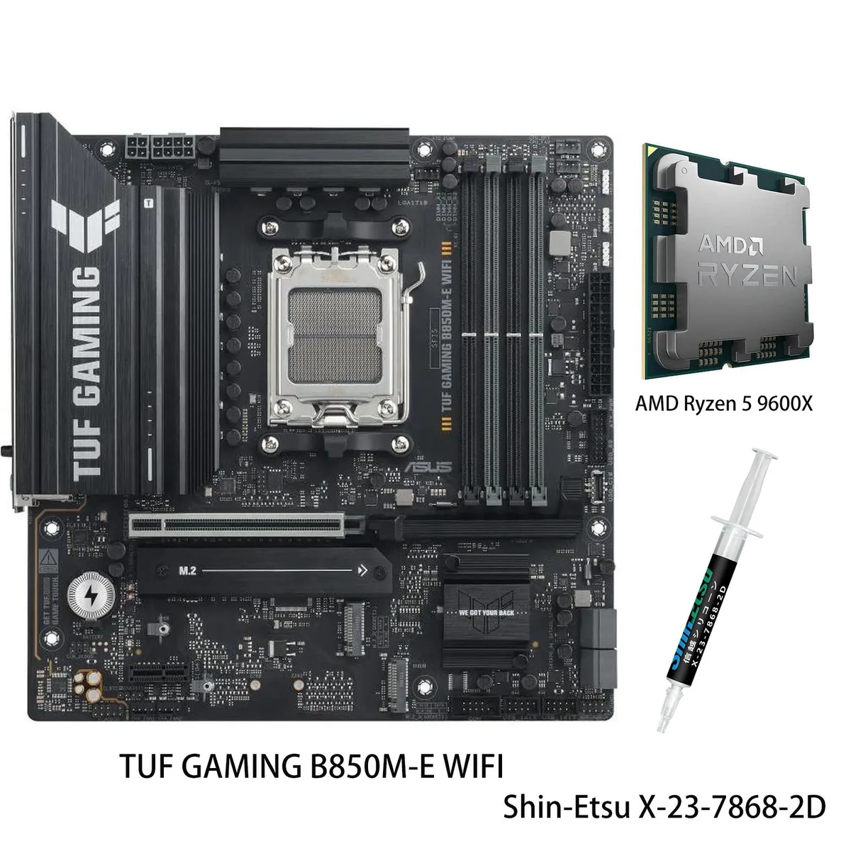 ASUS ASUS TUF GAMING B850M-E WIFI + Ryzen 5 9600X AMD motherboard CPU combo — product photo