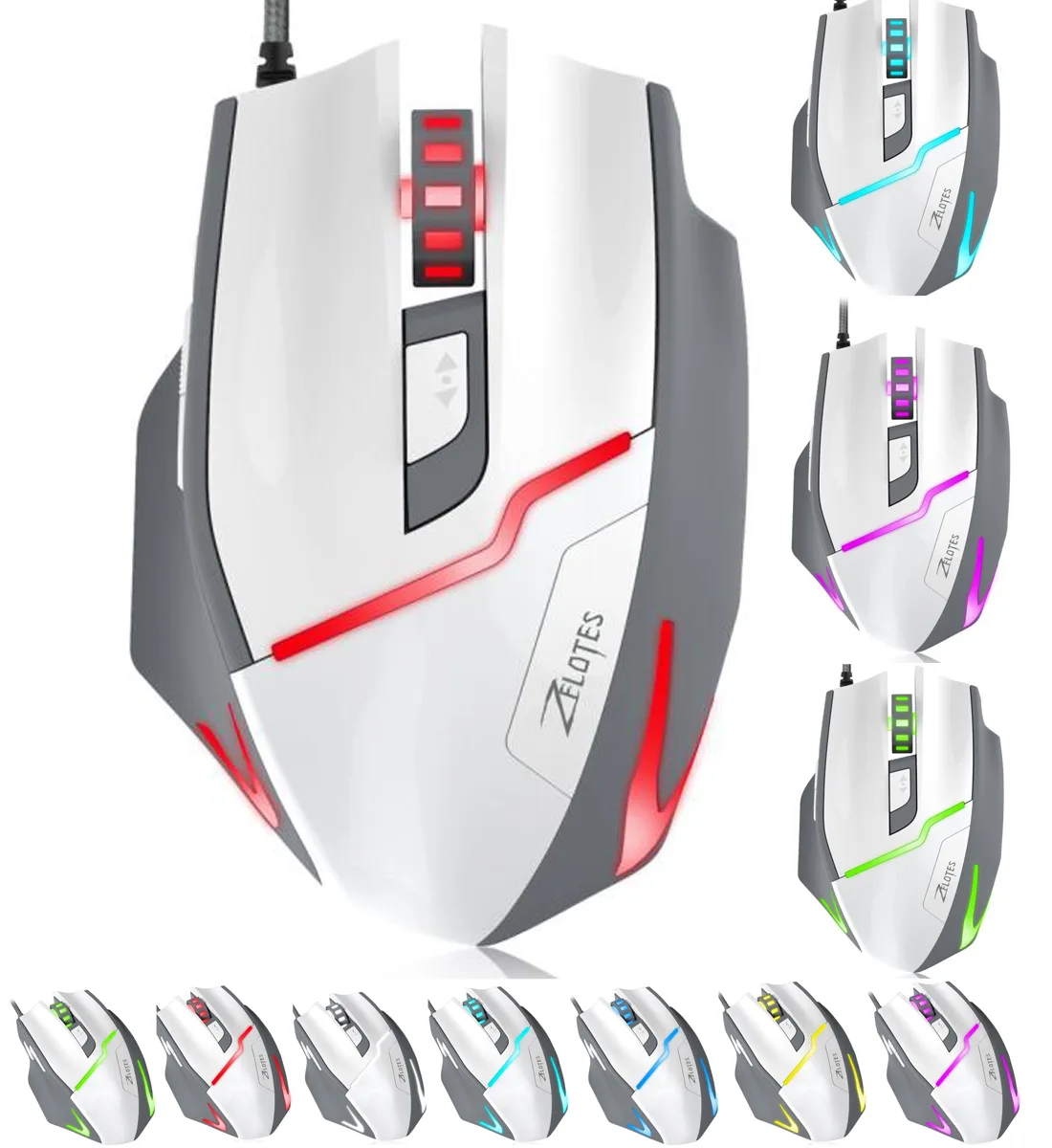 LUOM LUOM T-10 Wired Gaming Mouse 7200 DPI 7 Buttons White — fotografia produktu