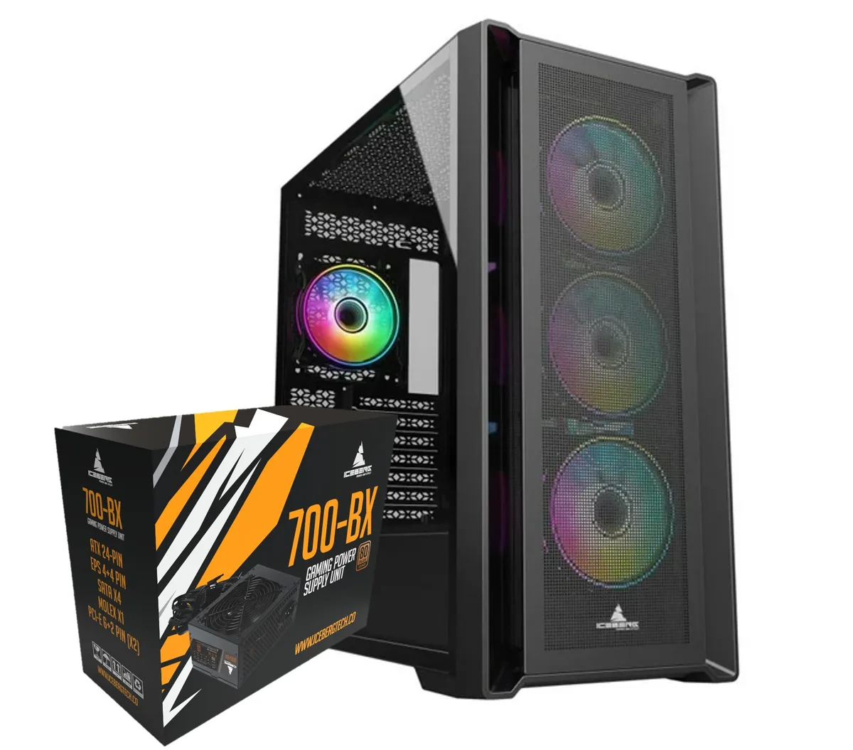 Iceberg Iceberg Titan M16 Plus E-ATX Mid Tower Case with 700W 80+ Bronze PSU and 7 ARGB Fans — photo du produit