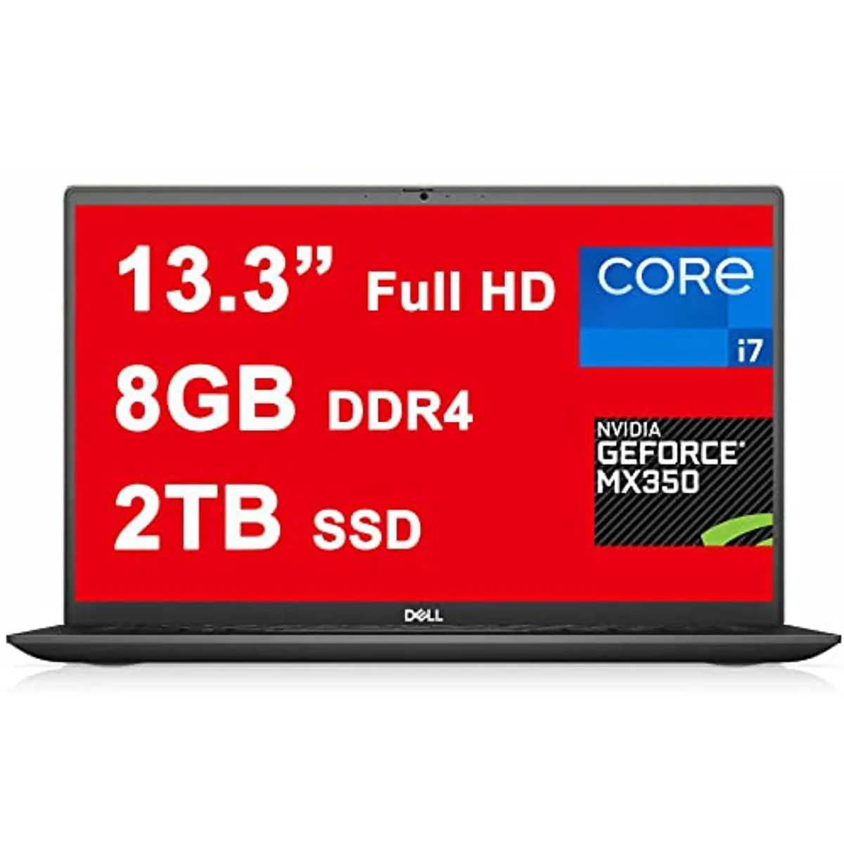 Thin silver laptop with narrow-bezel 13.3 inch screen, backlit keyboard, fingerprint reader, and dune-coloured finish