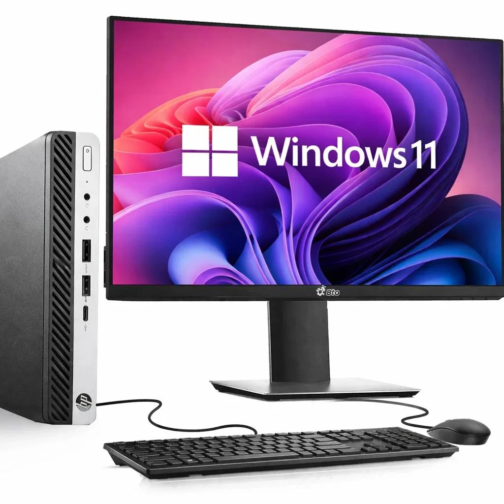HP HP 600 G5 Mini Desktop PC i7-9700T 16GB 1TB 24" Monitor — productfoto