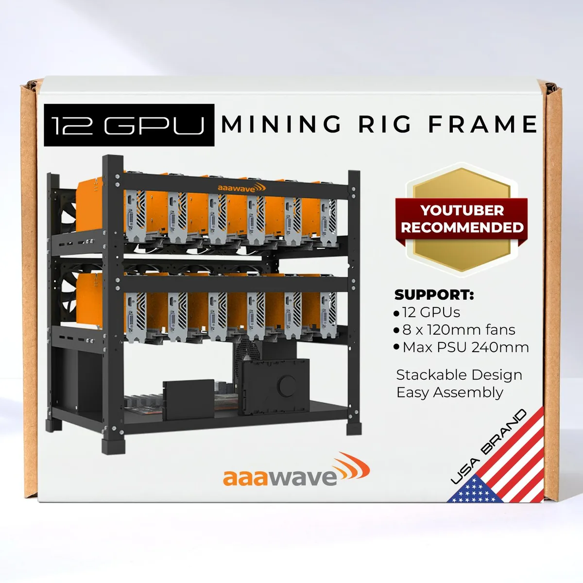 AAAwave AAAwave AAAIRMC12 12GPU Mining Rig Frame Black — fotografia produktu