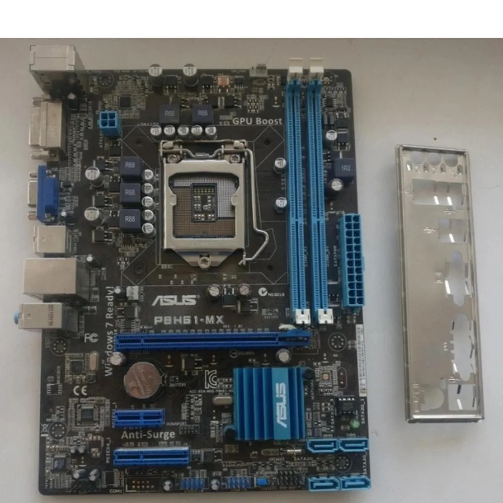 Green Micro ATX motherboard with silver LGA 1155 socket and blue DDR3 slots