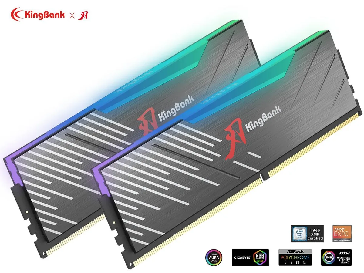 Two black DDR5 DIMMs with ARGB heatsinks, 2x16GB 6400MHz CL32