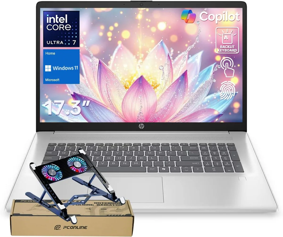 HP HP Essential 17T laptop Intel Core Ultra 7 255U 64GB DDR5 4TB SSD 17.3" HD+ touchscreen bundle PCO cooler — photo du produit