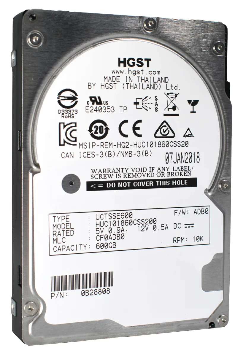 HGST HGST 0B28808 600GB 10520 RPM 128MB SAS 12Gb/s 2.5" laptop hard drive — productfoto