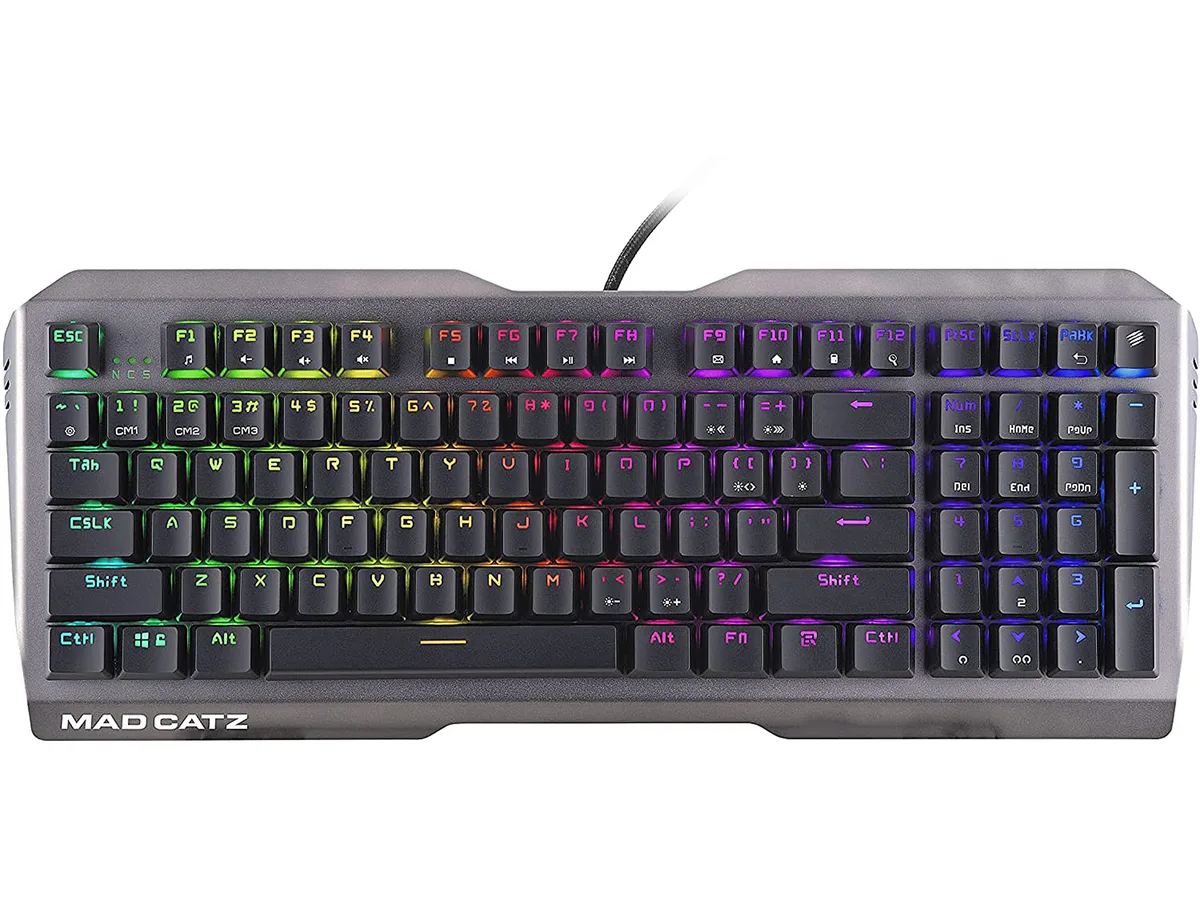 Black 96-key mechanical keyboard with aluminum frame and RGB backlighting