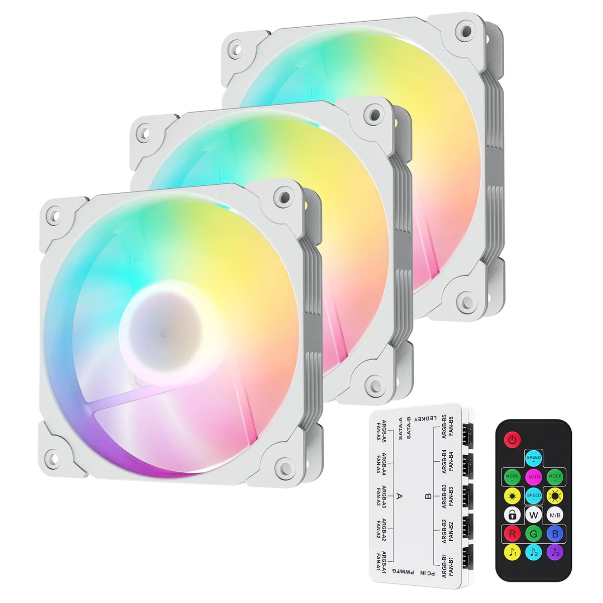 Vetroo Vetroo ICE BLADE ARGB120 WT 3 Pack 120mm White Case Fans — photo du produit
