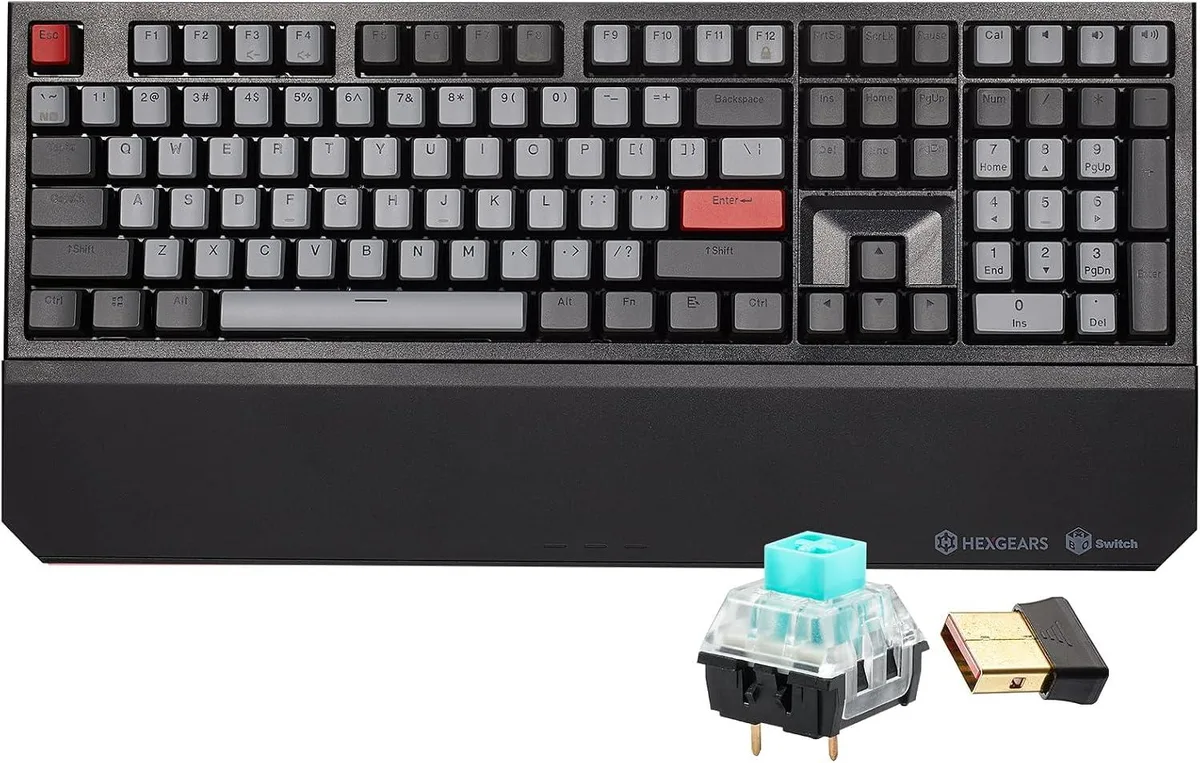 TUKO TUKO X5 Wireless Mechanical Gaming Keyboard 108 Keys Kailh Box 3.0 Clicky Dark — Produktfoto