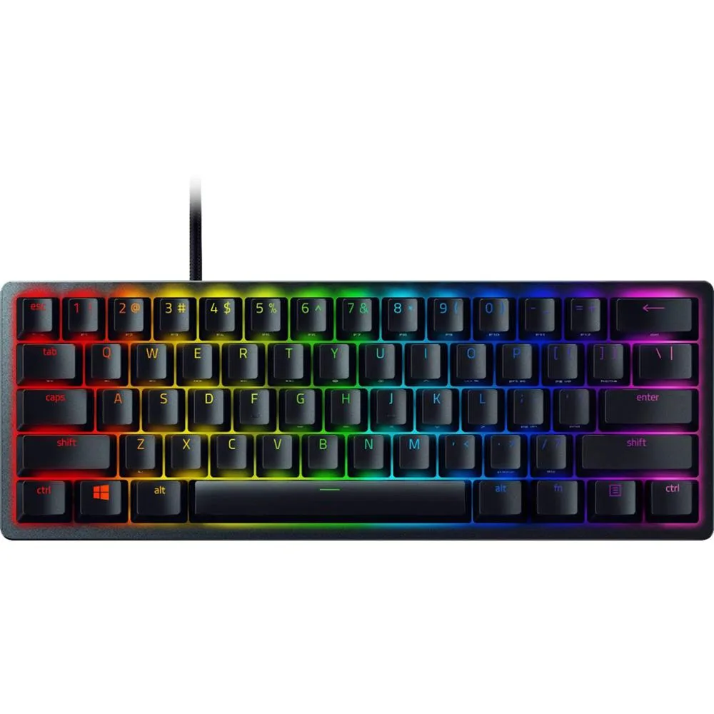 Compact 60% gaming keyboard with matte black chassis, doubleshot PBT keycaps and per-key RGB lighting