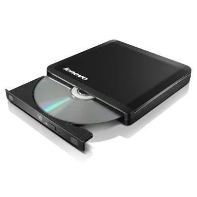 Slim black external DVD writer with USB 2.0 cable