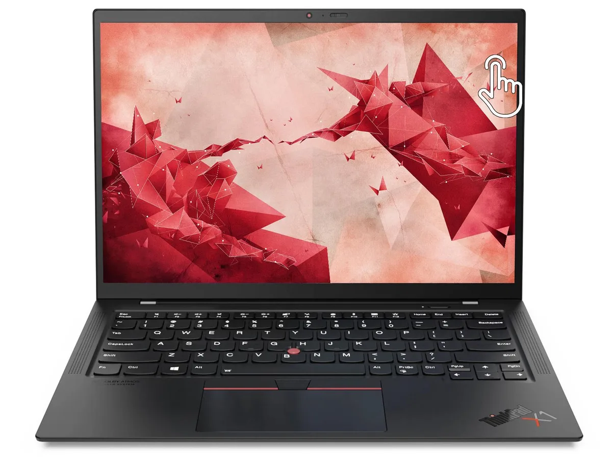 Black 14 inch Lenovo X1 Carbon laptop with touchscreen display