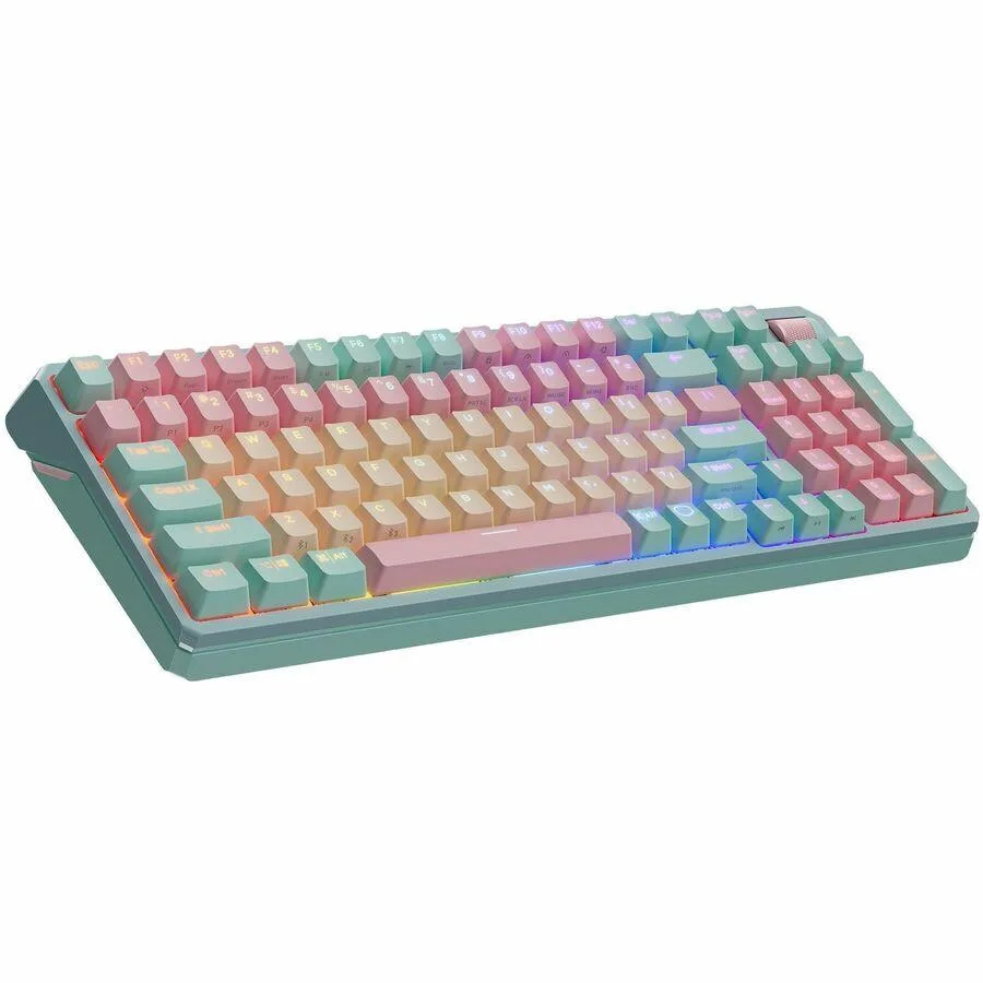 White 98-key mechanical keyboard with compact layout, gasket mount and PBT keycaps