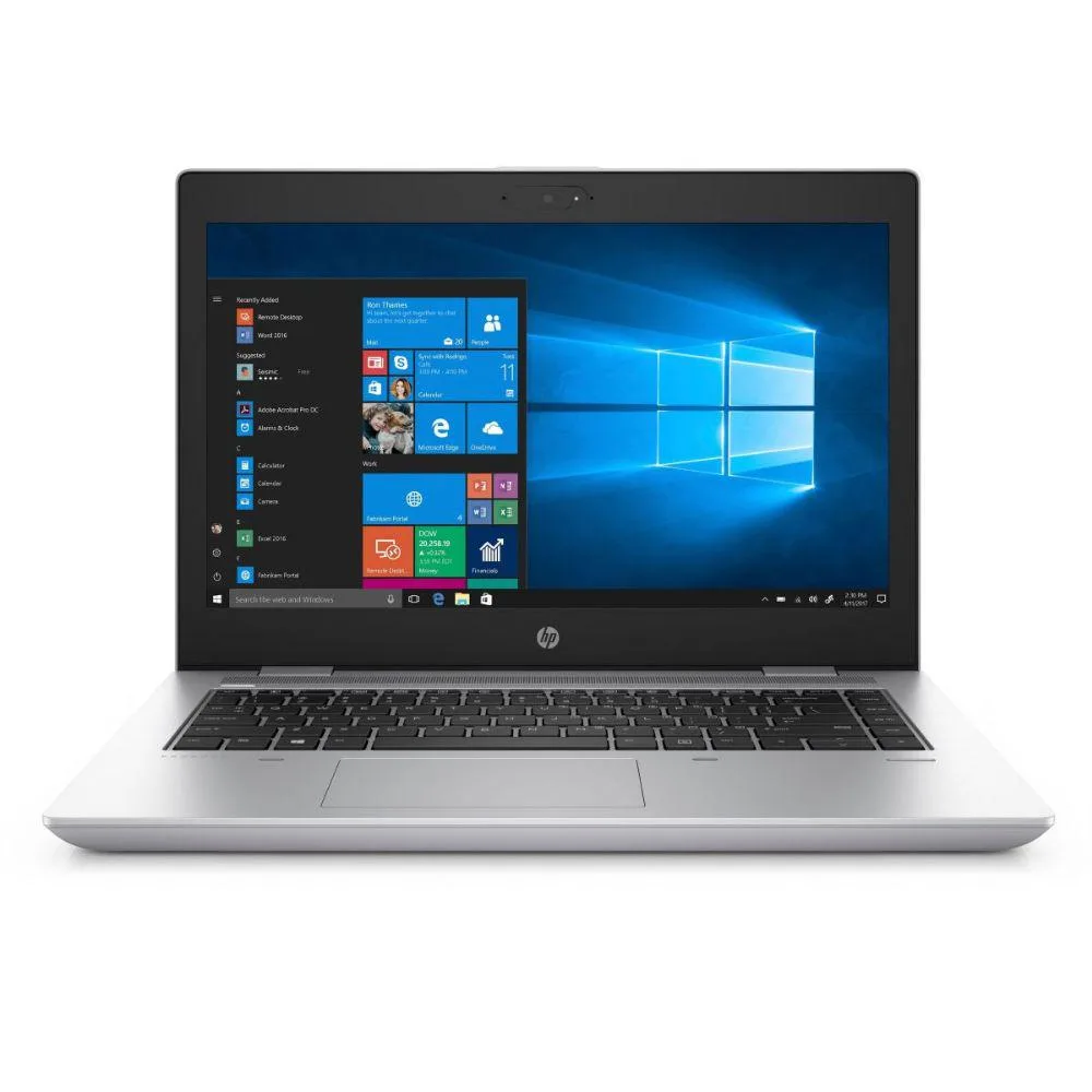 Silver HP ProBook 640 G4 14.0 inch laptop closed lid webcam visible