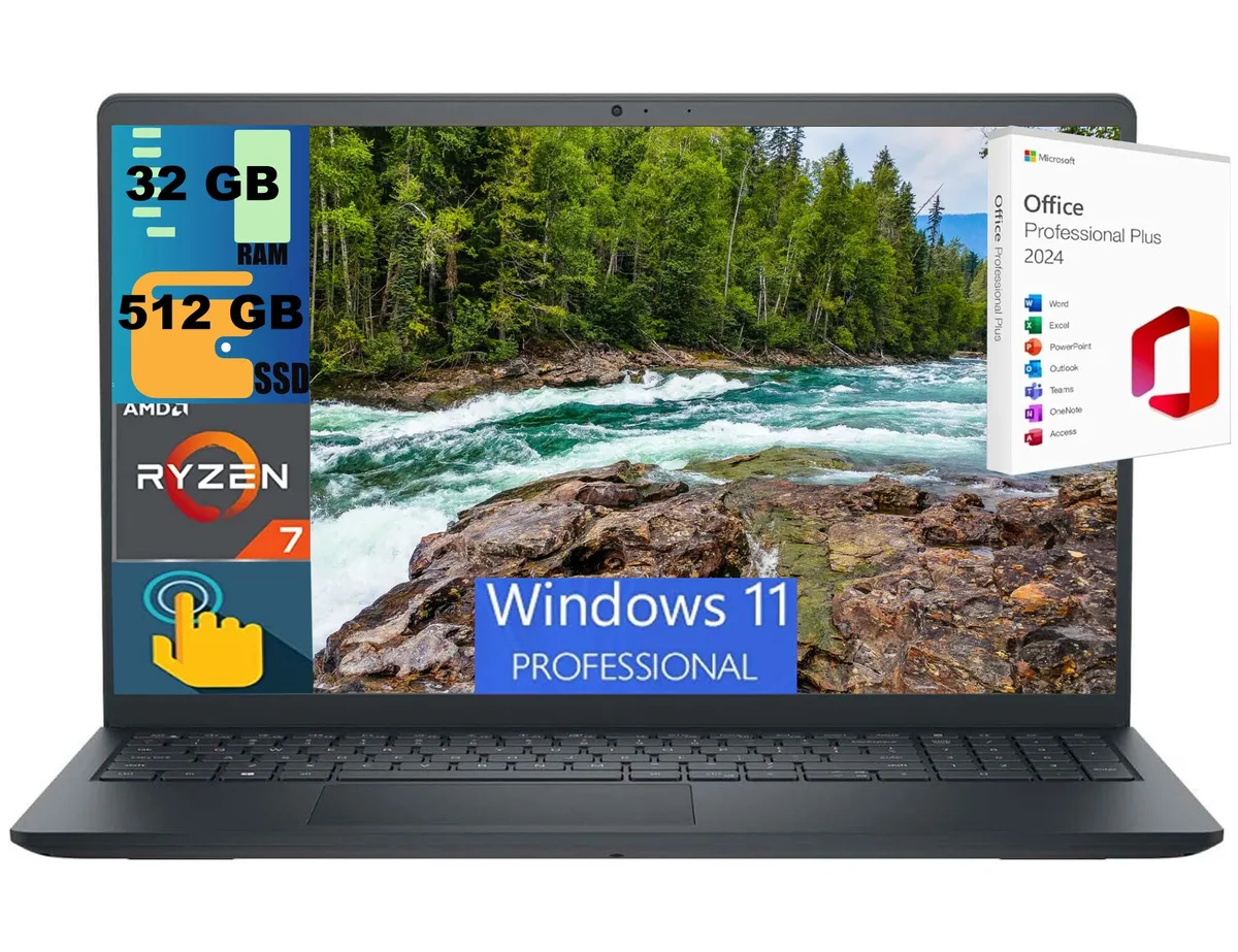 DELL Dell Inspiron 15 laptop 15.6" FHD touchscreen Ryzen 7 7730U 32GB 512GB — product photo