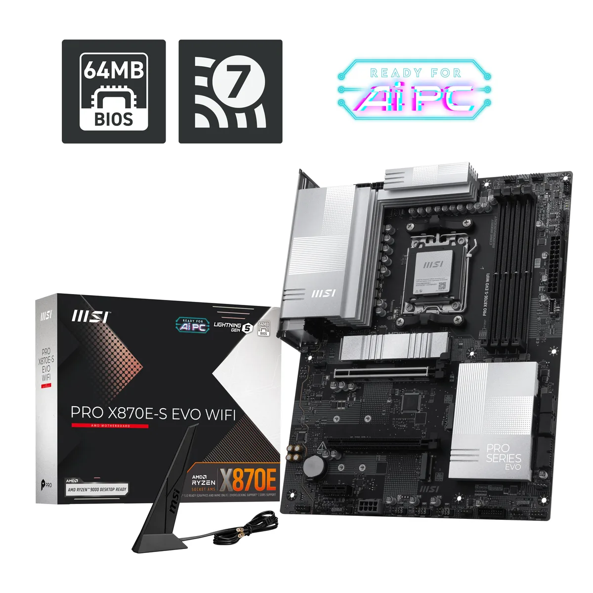 MSI MSI PRO X870E-S EVO WIFI AMD motherboard — product photo
