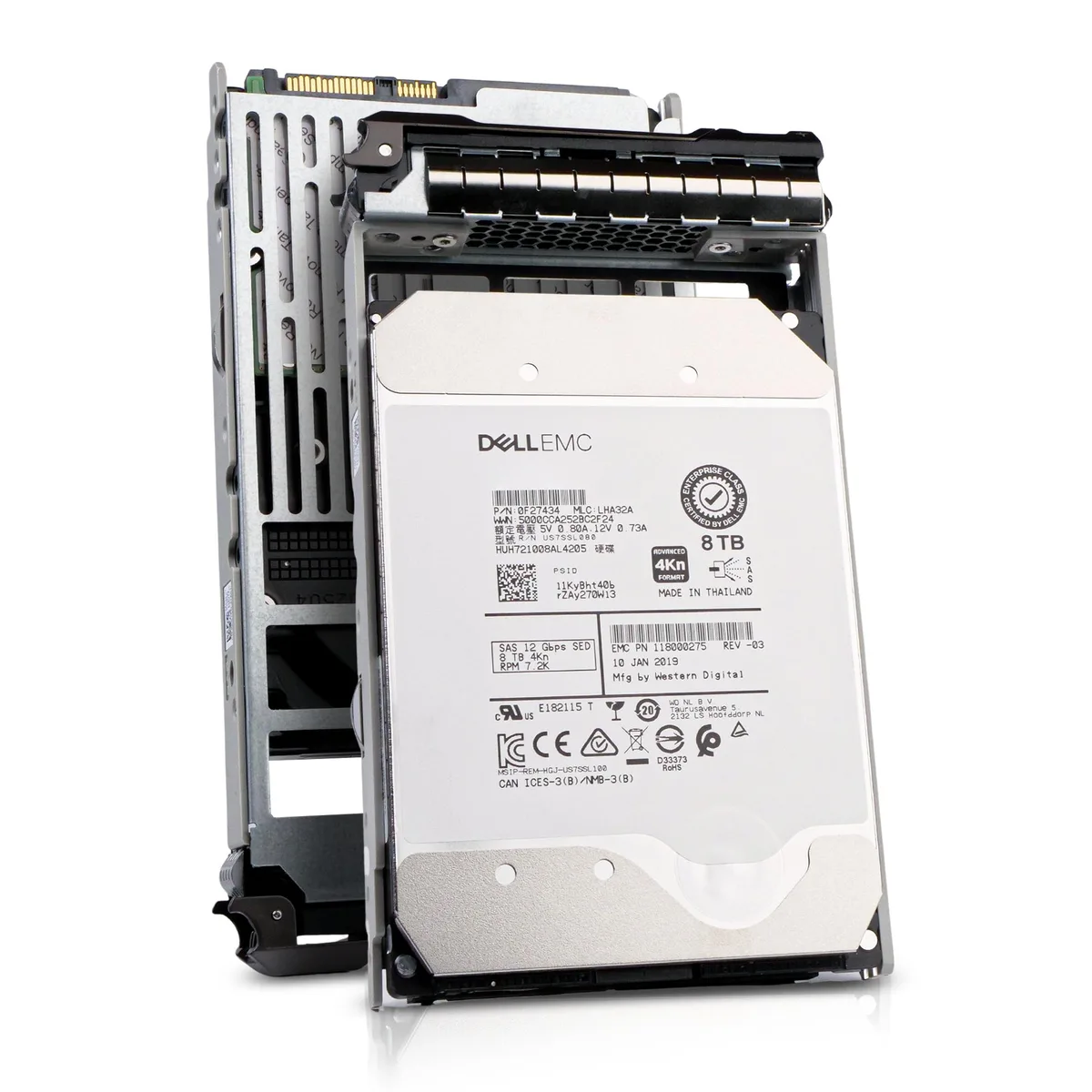 Silver 3.5 inch enterprise hard drive in Dell G13 hot-swap tray