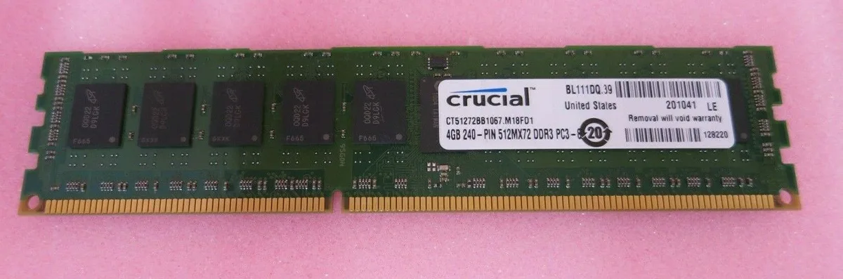 Crucial Crucial CT51272BB1067 4GB DDR3 1066 ECC Registered server RAM — 商品写真