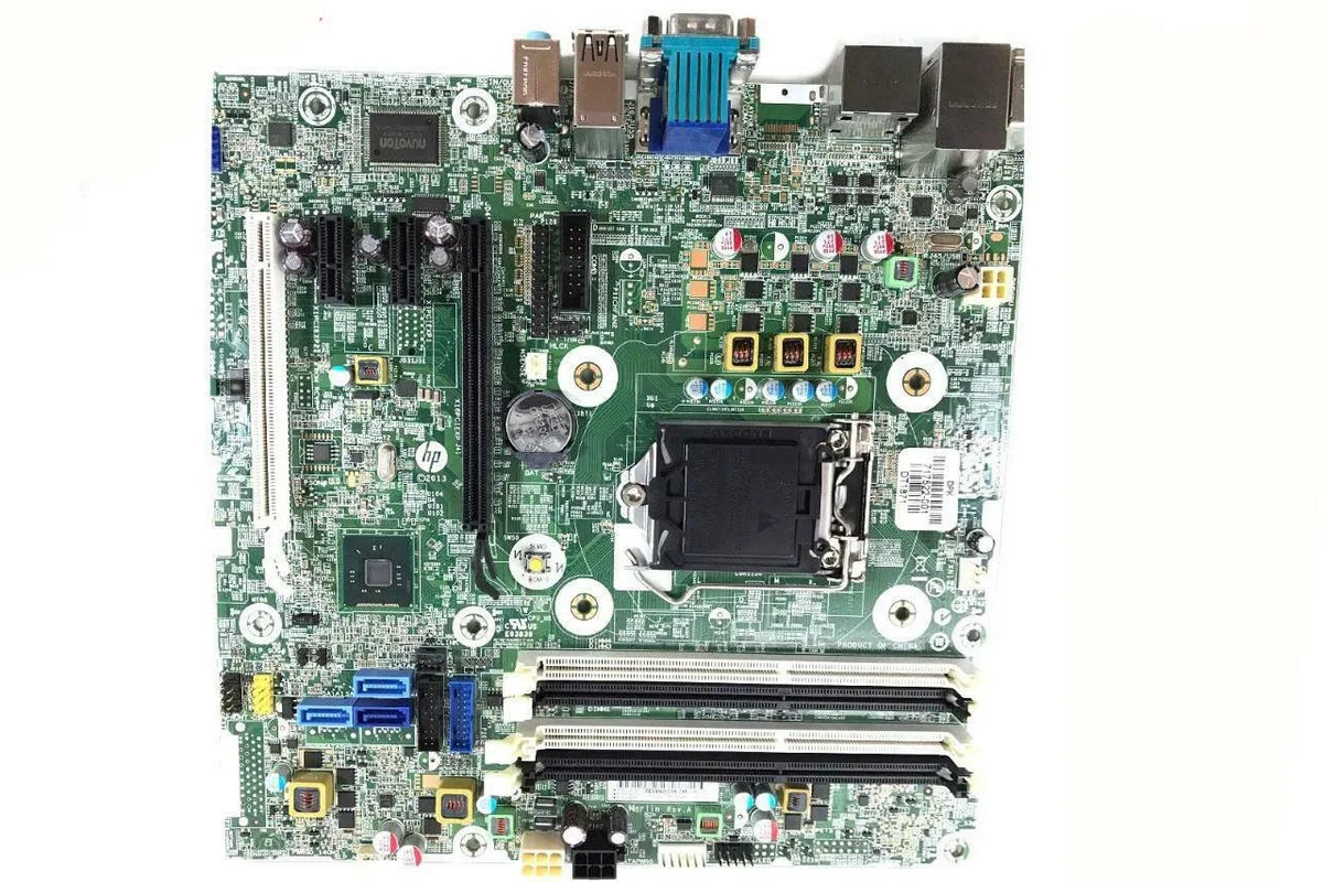 Green rectangular SFF motherboard with LGA 1150 socket and expansion slots