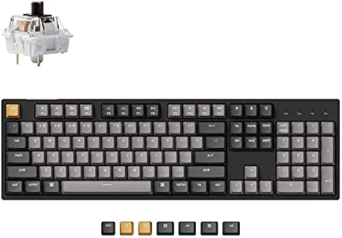 Full-size wired mechanical keyboard with PBT keycaps and RGB backlighting