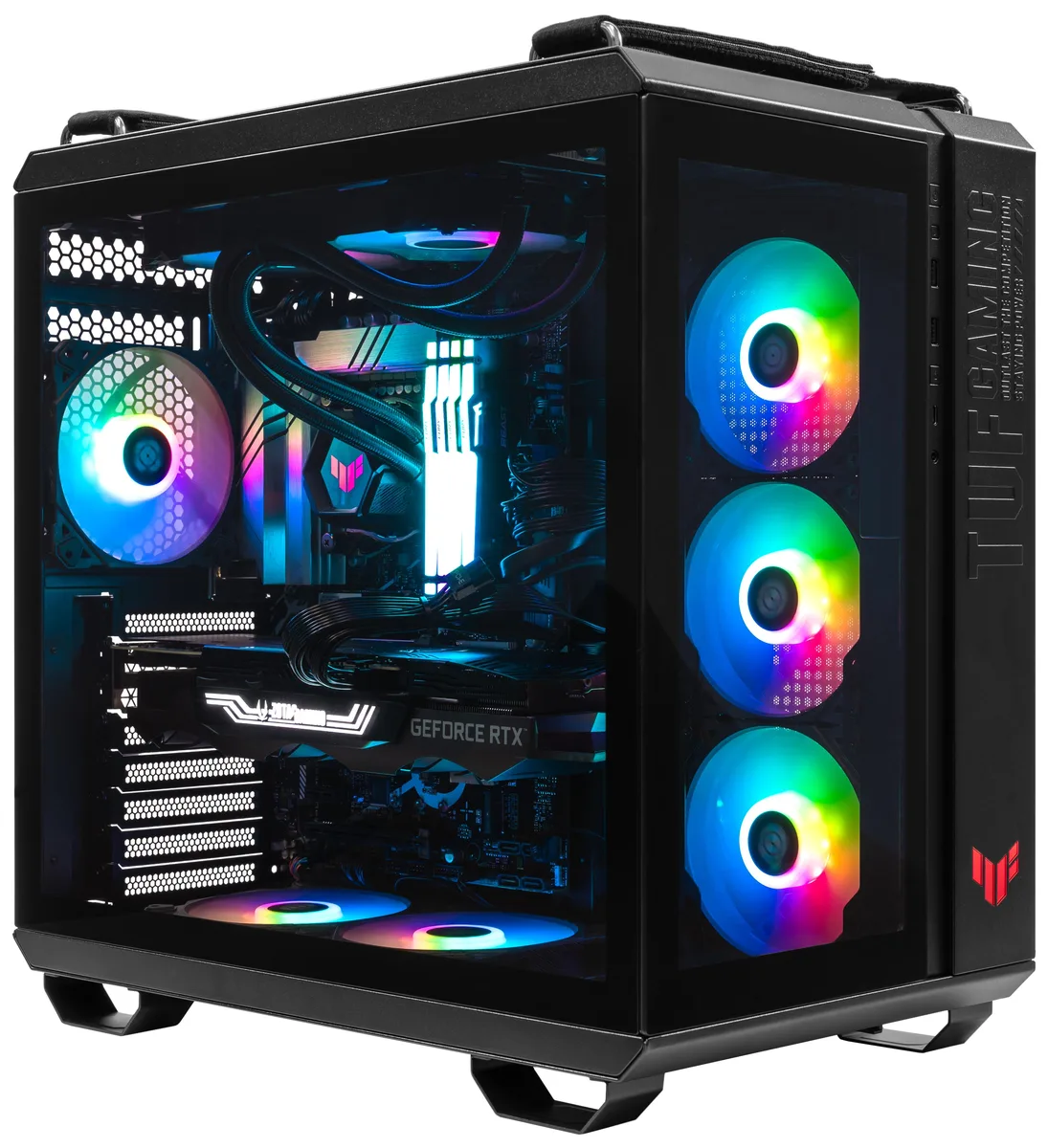 ASUS ASUS TUF GT502 Ryzen 7 9700X RTX 5070 64GB DDR5 1TB NVMe Liquid Cooled Gaming PC — product photo