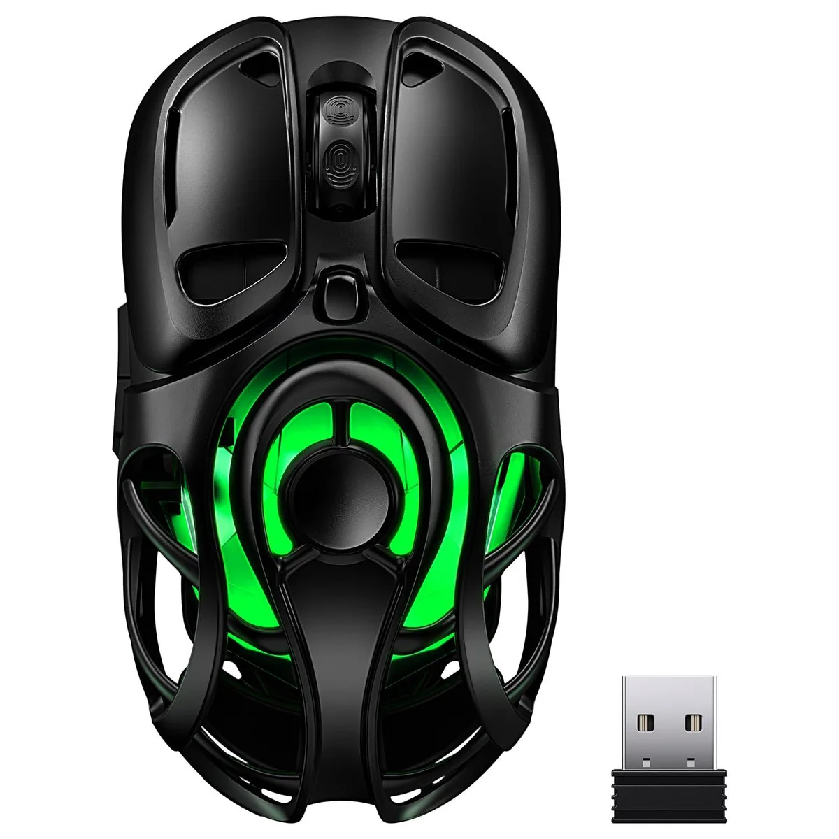 Black perforated gaming mouse with 16 buttons, 71g ultra-light ergonomic design