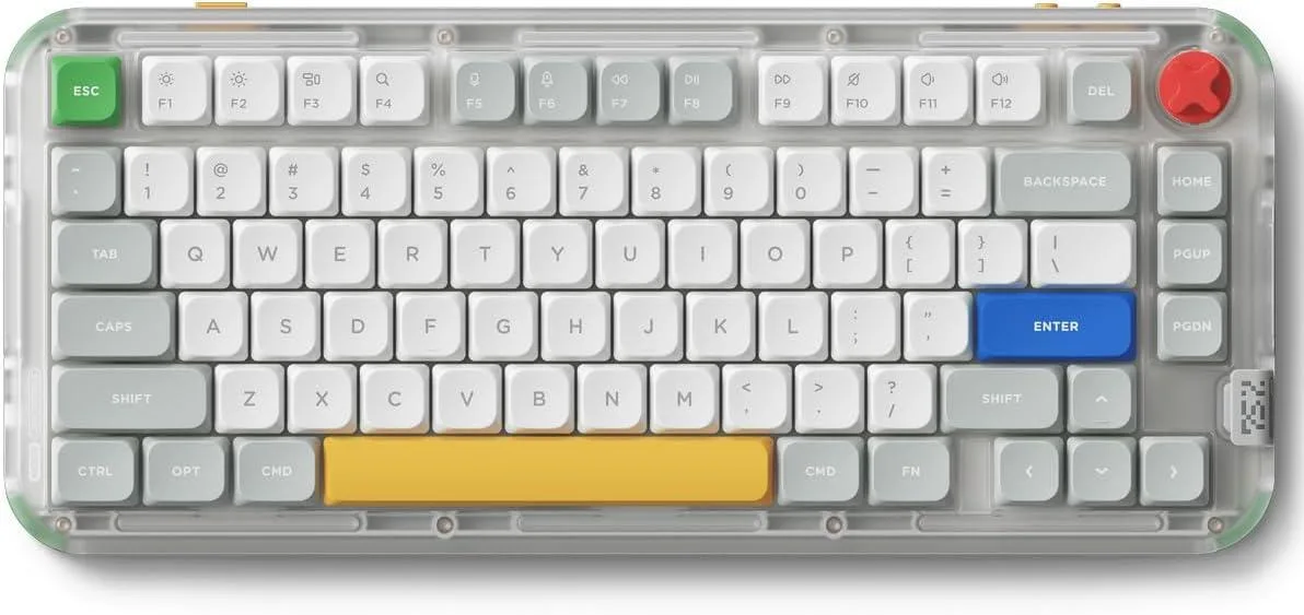 Low-profile 75% wireless mechanical keyboard with volume knob, PBT keycaps and RGB backlight