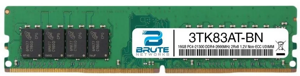 Green DDR4 UDIMM module with black chips and gold contacts