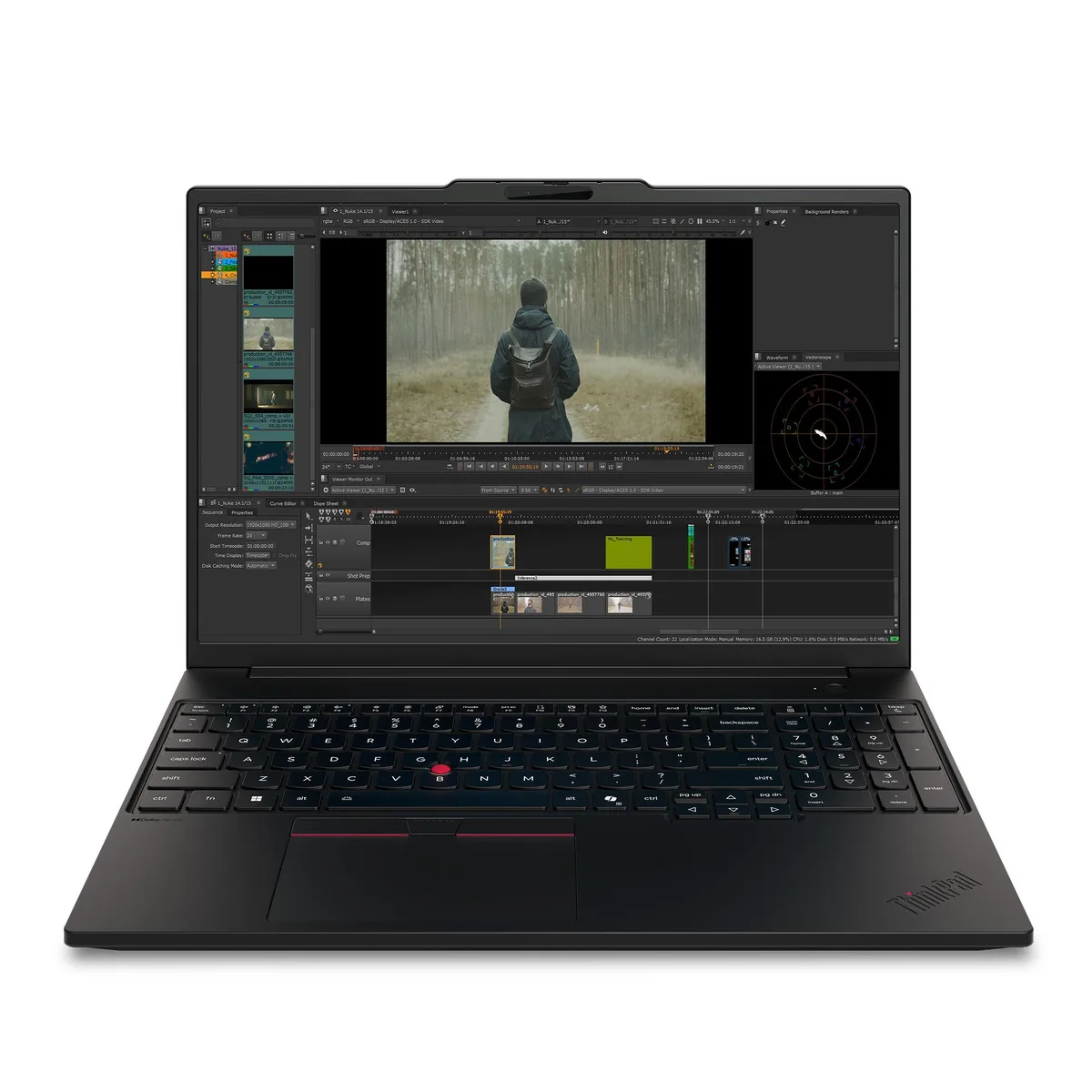 Black 16-inch ThinkPad mobile workstation, matte finish, compact form factor