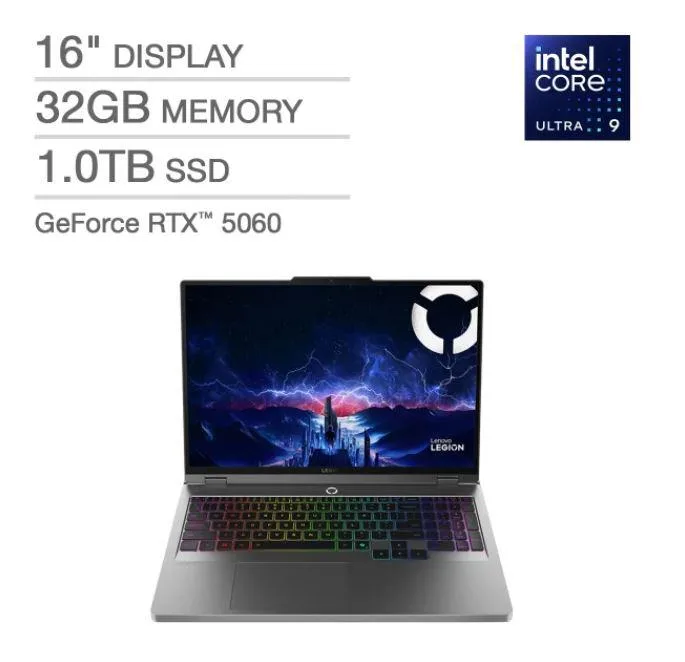Lenovo Lenovo Legion 5i gaming laptop LEN-83NX0000US/RB Core Ultra 9 275HX RTX 5060 32GB 1TB 16" 240Hz — Produktfoto
