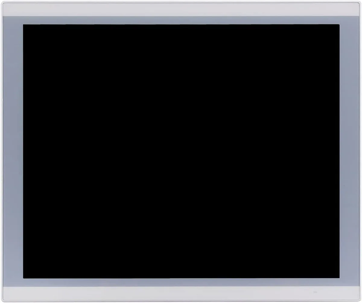 Silver 18.5 inch industrial panel PC with resistive touchscreen and fanless aluminium chassis