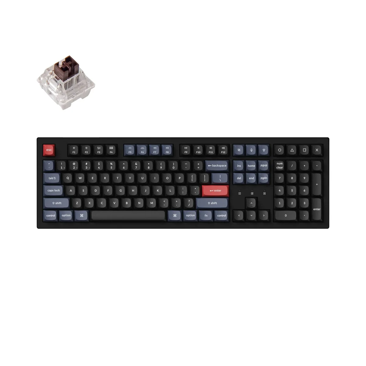Full-size wireless mechanical keyboard, 87 tactile keys, white backlight, aluminium frame, USB-C and Bluetooth 5.1
