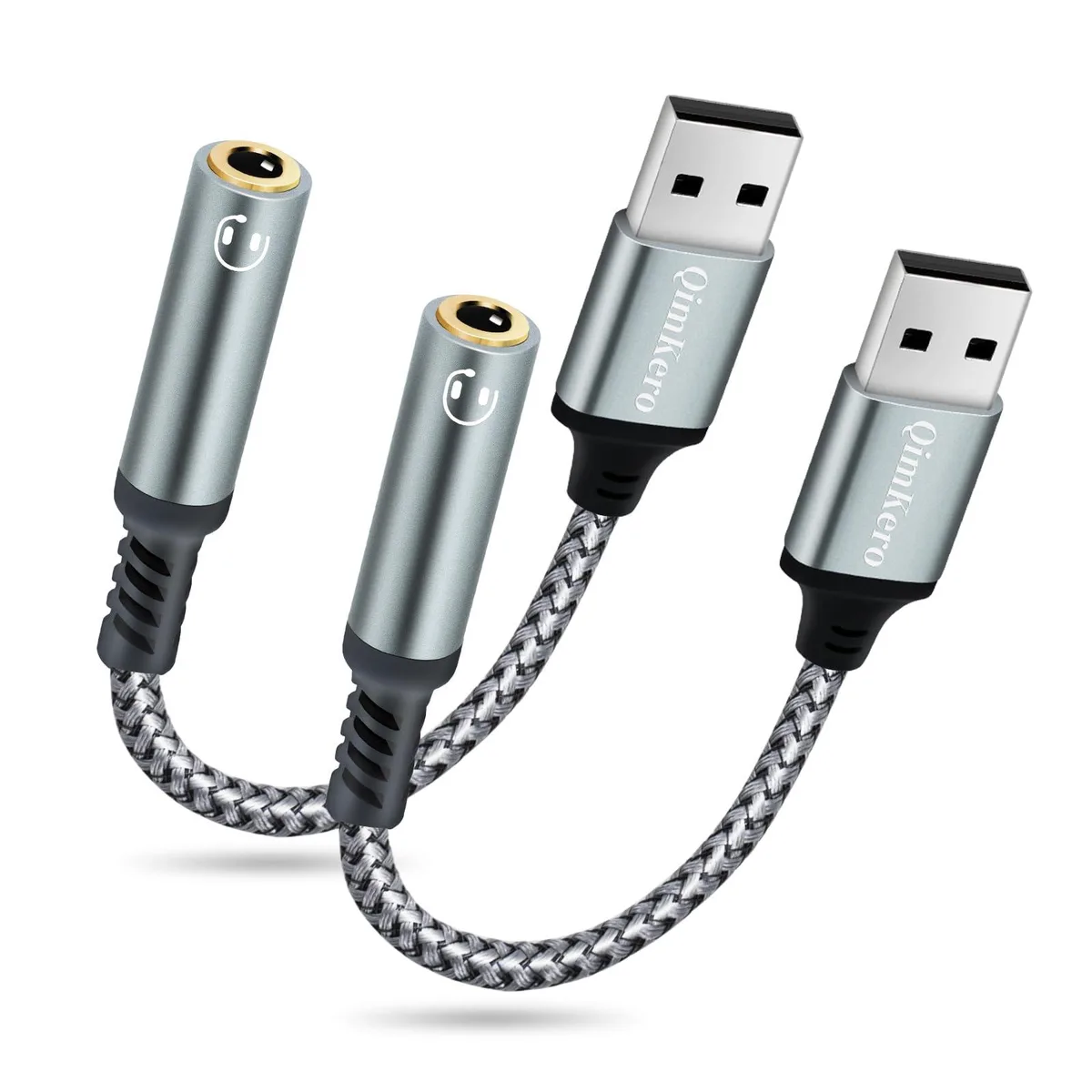  QimKero QK009 2-Pack USB 3.5mm TRRS Sound Card — Produktfoto