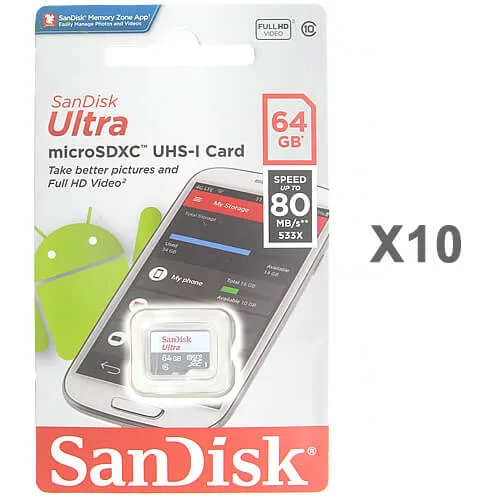 SanDisk SanDisk Ultra 64GB microSDXC Class 10 10-pack — תמונת המוצר