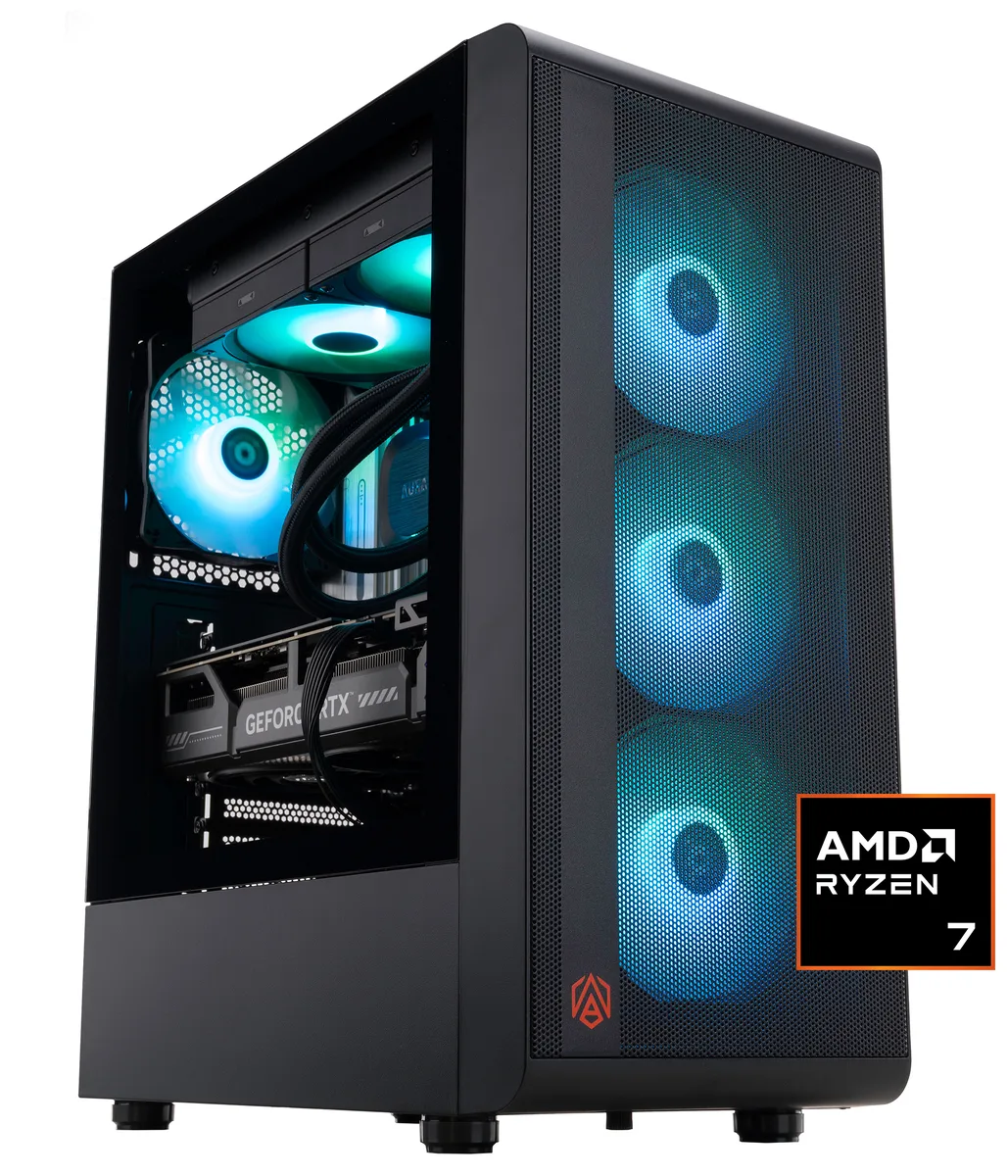 Black ABS S200 tower with 240mm AIO cooler and ARGB fans