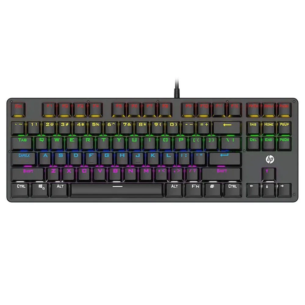 Black mechanical gaming keyboard with aluminium top panel and Spanish layout, USB wired