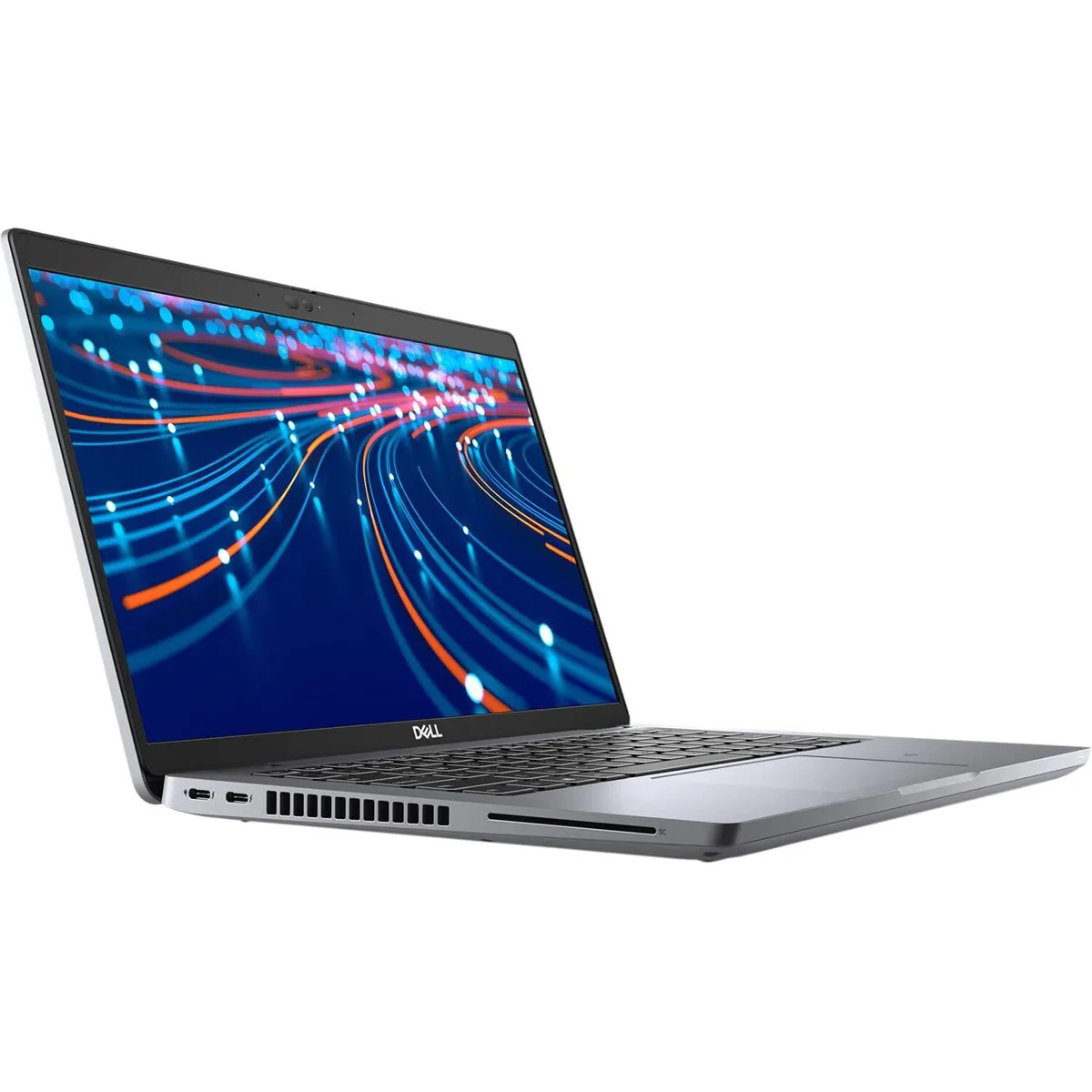 Silver Dell Latitude 5420 14 inch laptop closed on white background