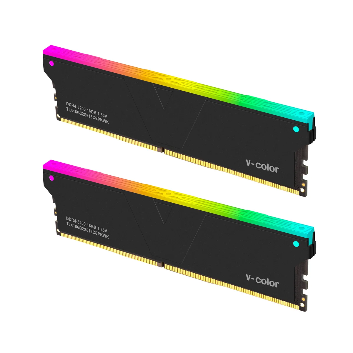 Two black DDR4 sticks with RGB heat spreaders