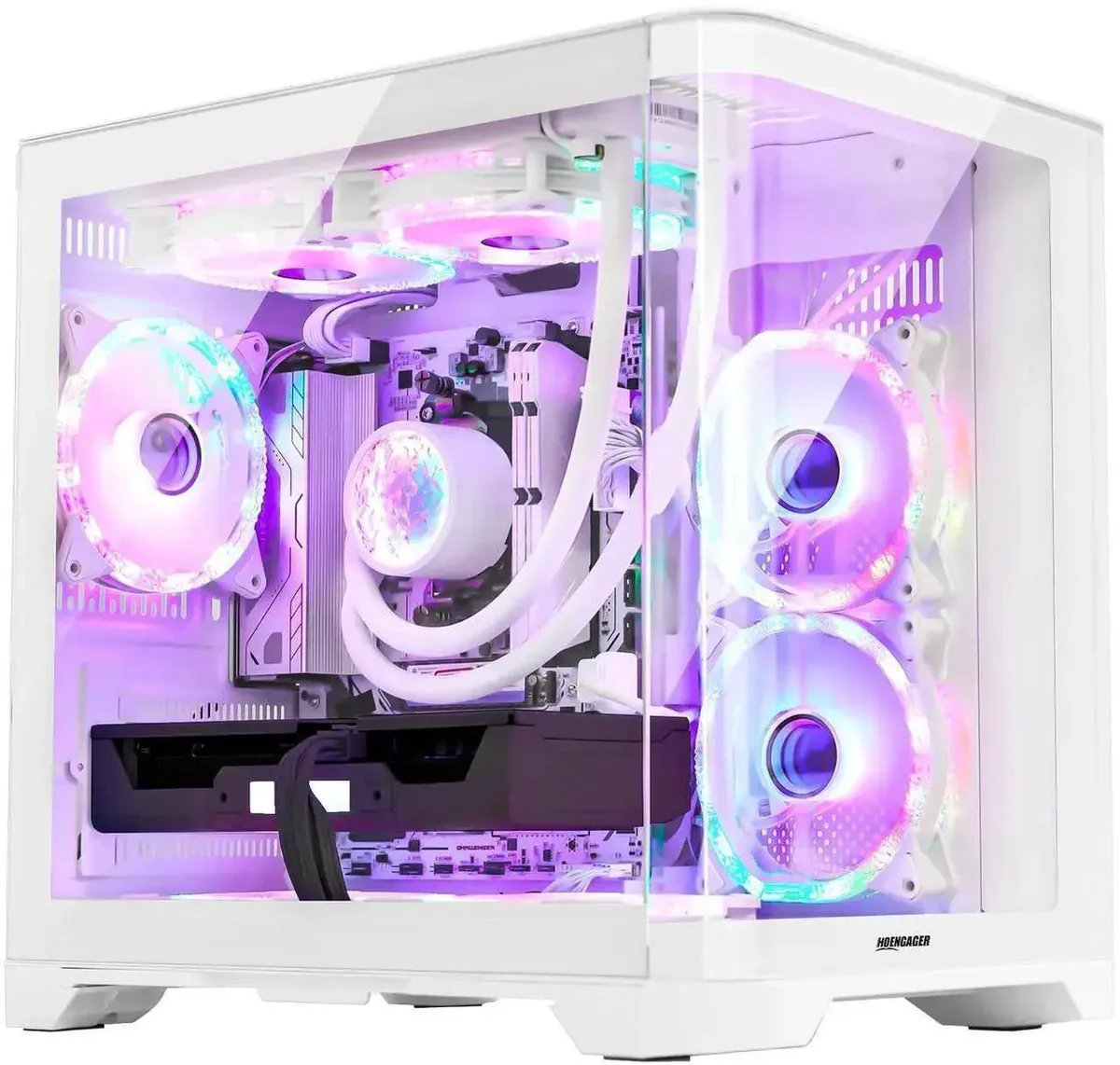 Hoengager Hoengager RTX 5070 12GB Gaming PC Ryzen 7 9700X 16GB DDR5 1TB White 240mm AIO — product photo