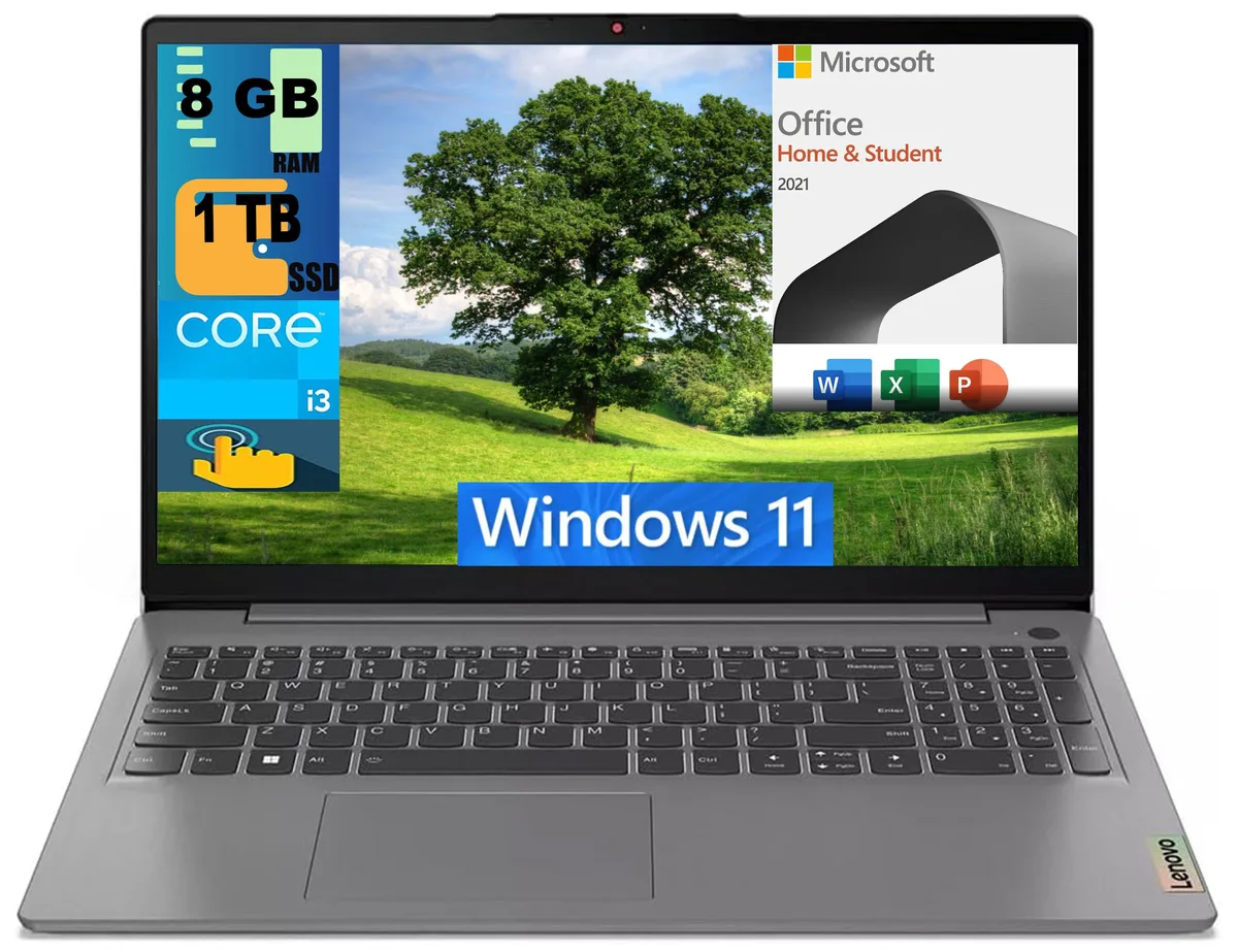 Lenovo Lenovo Ideapad 1i 15 laptop i3-1215U 8GB 1TB SSD 15.6" FHD Touchscreen — photo du produit