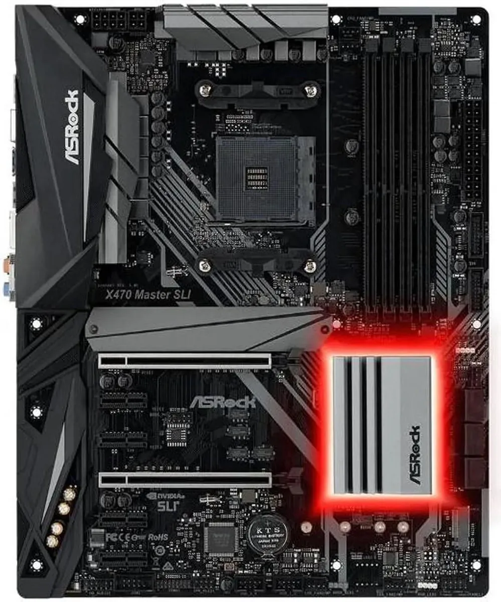 ASRock ASRock X470 Master SLI AM4 ATX AMD motherboard — product photo