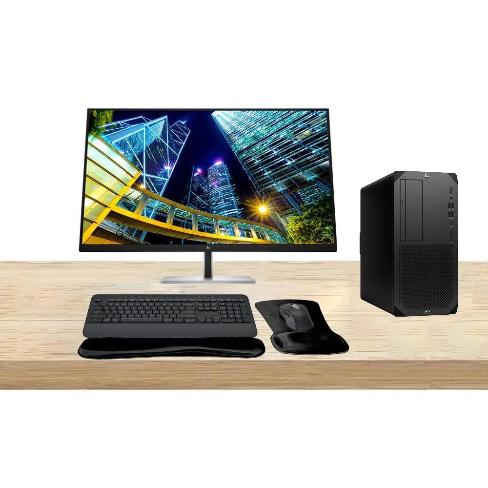 HP HP Z2 G9 Tower i7-14700K 64GB 1TB RTX A4000 16GB Dual 32-inch 4K Monitor MK650 T2U Plus Gel Pad — صورة المنتج