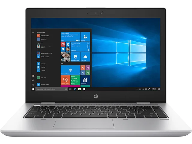 Silver HP ProBook 640 G4 laptop, 14.0 inch non-touch FHD screen, backlit keyboard, fingerprint reader