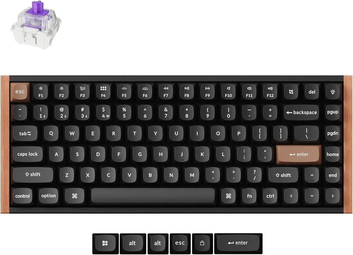 TUKO TUKO 75% Gaming Keyboard Wood Frame Black .1 mm actuation 2.4 GHz — photo du produit