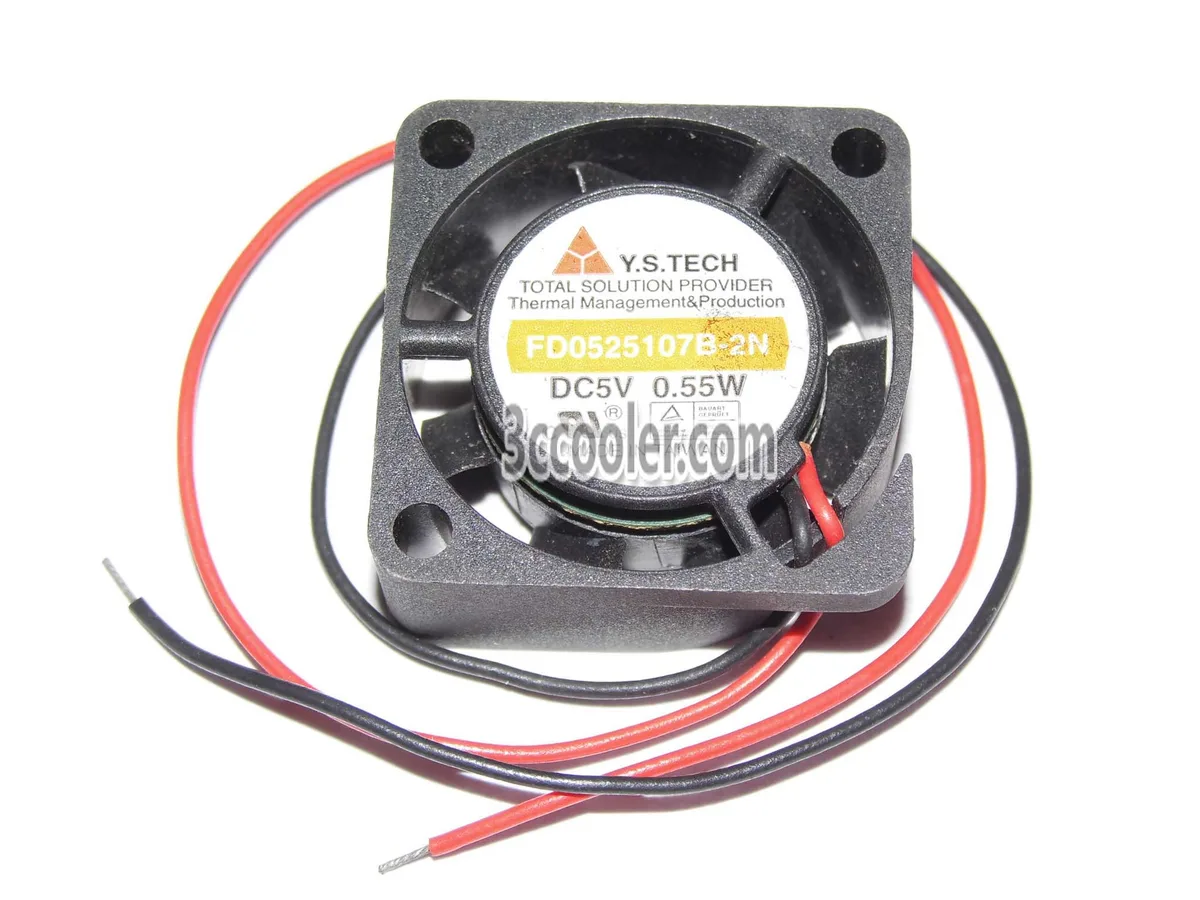 Tiny black 25mm square fan with two wires