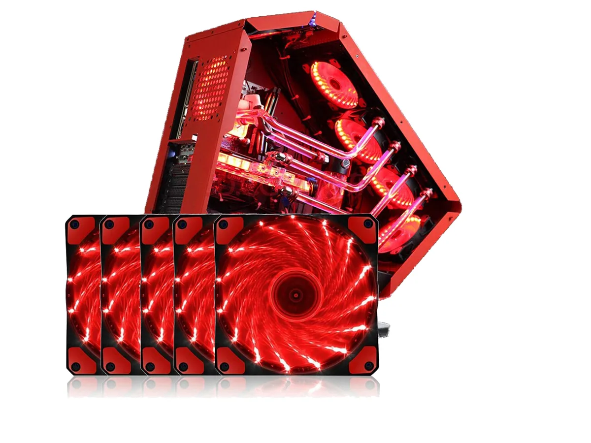 sakose sakose 12025-LED 120mm case fan 15 LED 1100 RPM 18 dBA 5 pack — foto produk